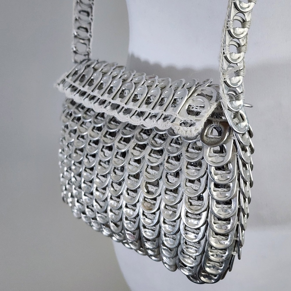 Pop Can Tab Crossbody Bag Small Silver Handmade Recycled Eco Friendly Soda Metal